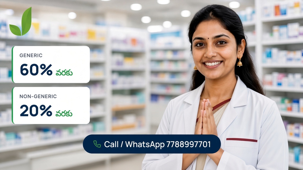 Generic up to 60 percent, non-generic up to 20 percent. Call or WhatsApp 7788997701